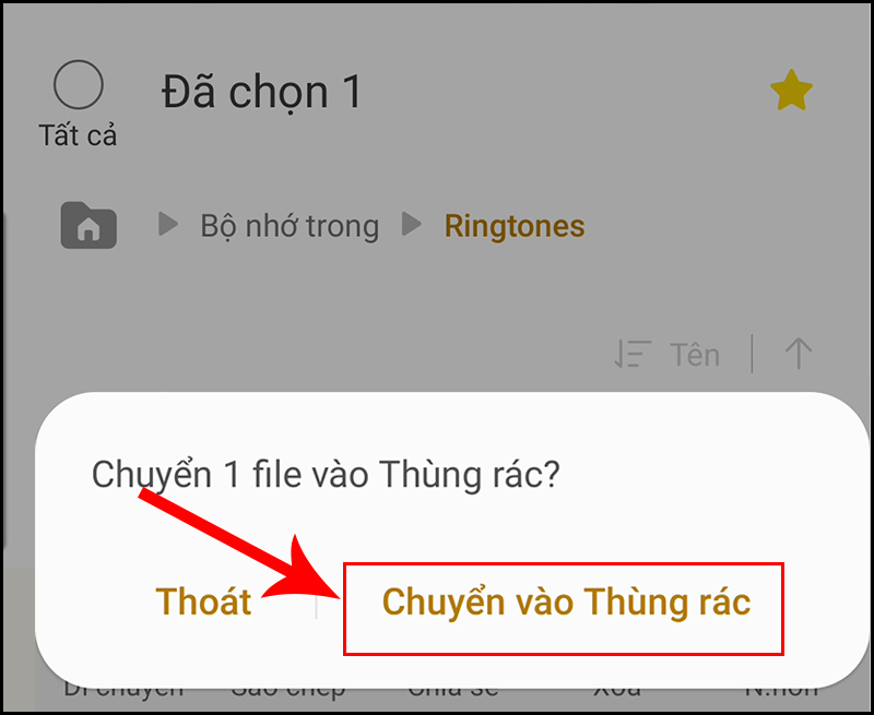 Chuyển nhạc vào thùng rác